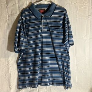 Wrangler Blue and White Striped Polo